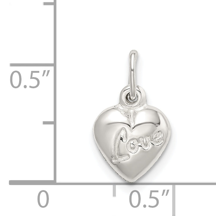 Sterling Silver Polished Love Reversible Puff Heart Charm