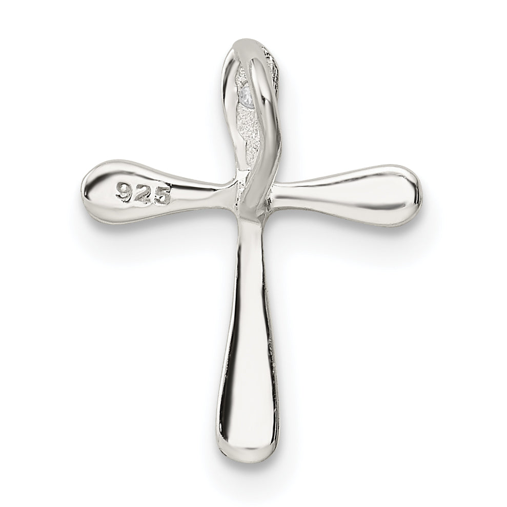 Sterling Silver Polished Diamond Cross Chain Slide
