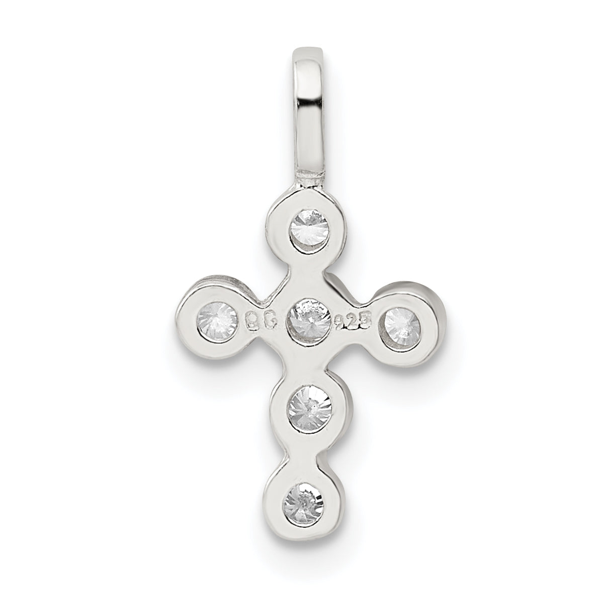Sterling Silver Polished Cross Cz Charm