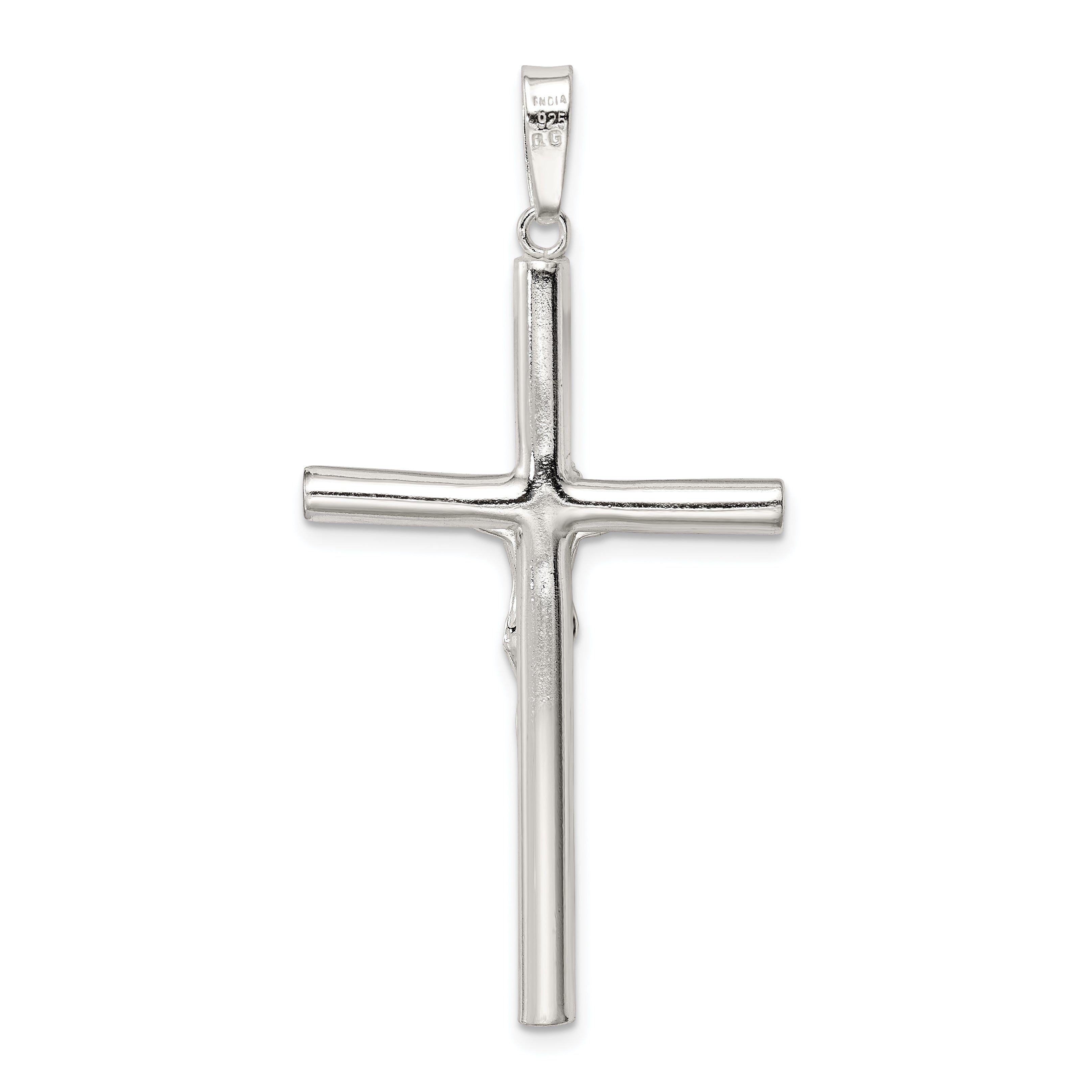 Sterling Silver Polished Hollow Crucifix Pendant