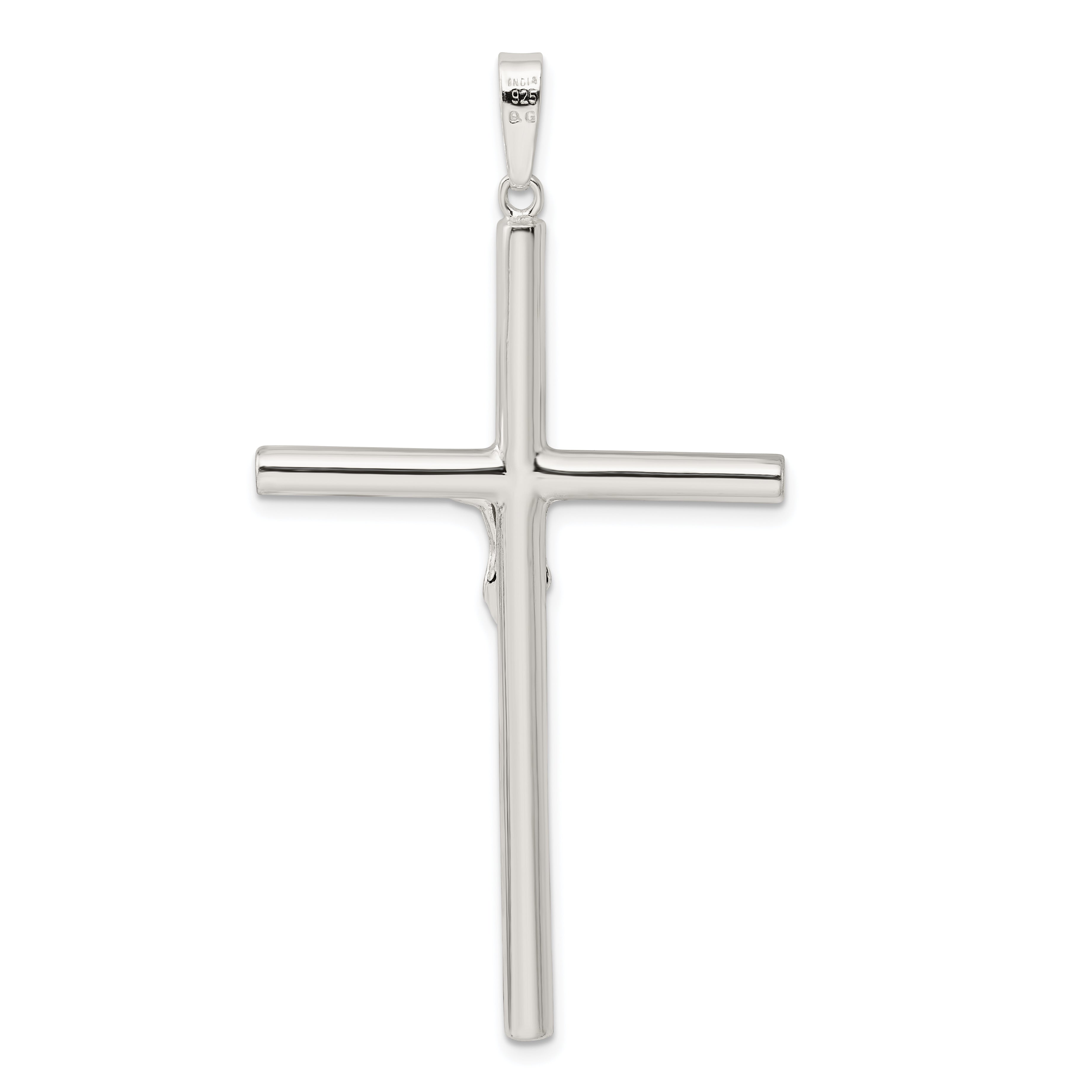 Sterling Silver Polished Hollow Crucifix Pendant