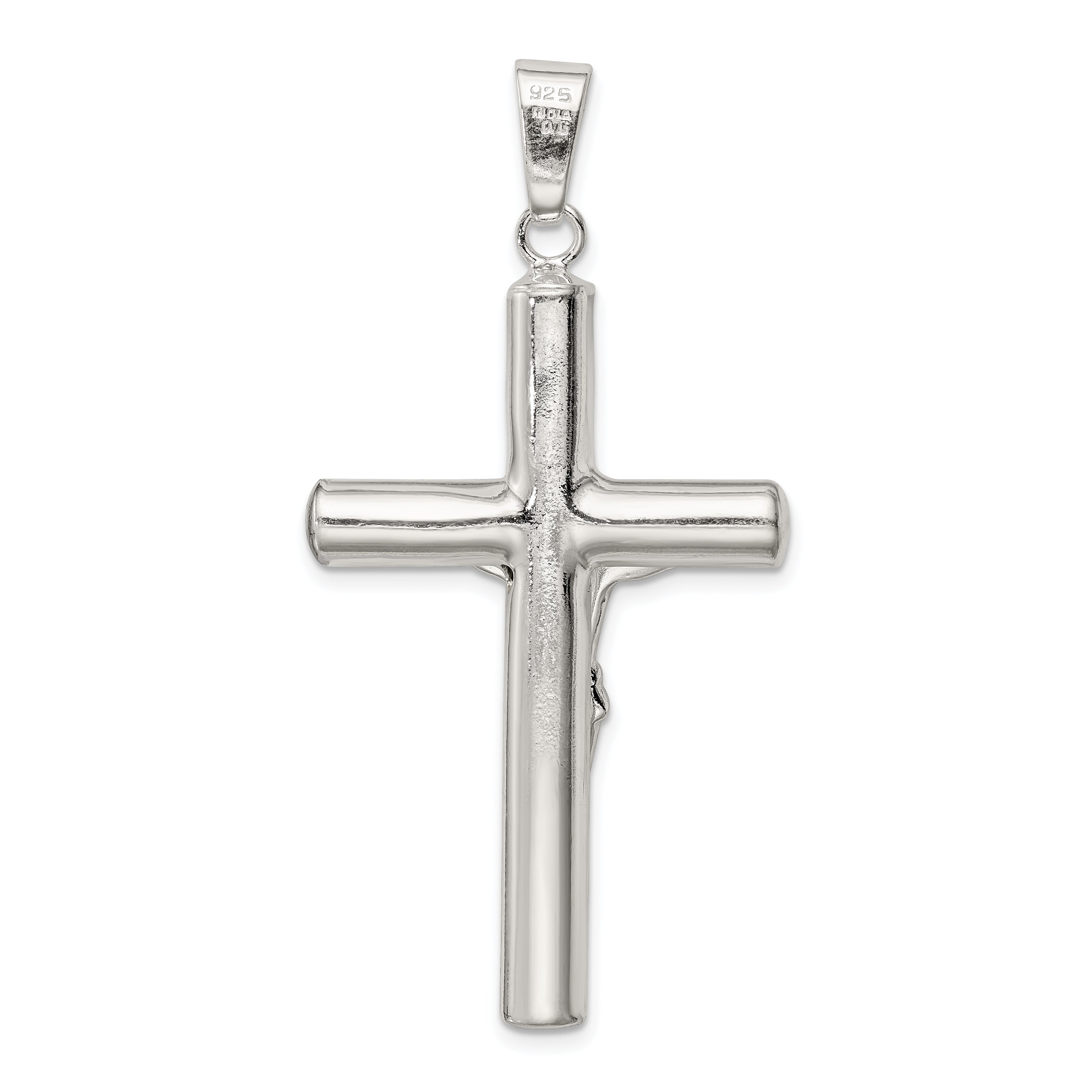 Sterling Silver Polished Hollow Crucifix Cross Pendant