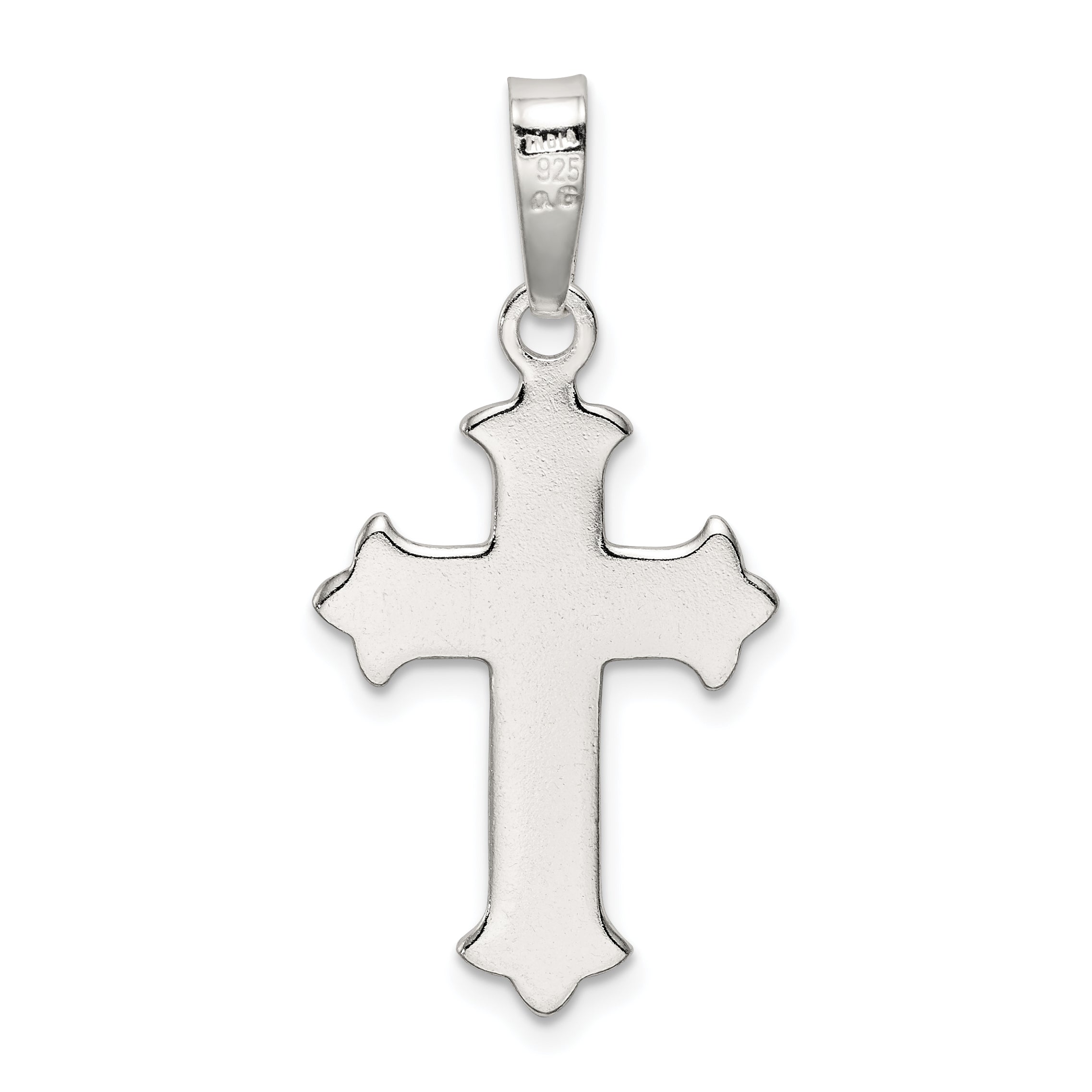 Sterling Silver Polished Textured Crucifix Pendant
