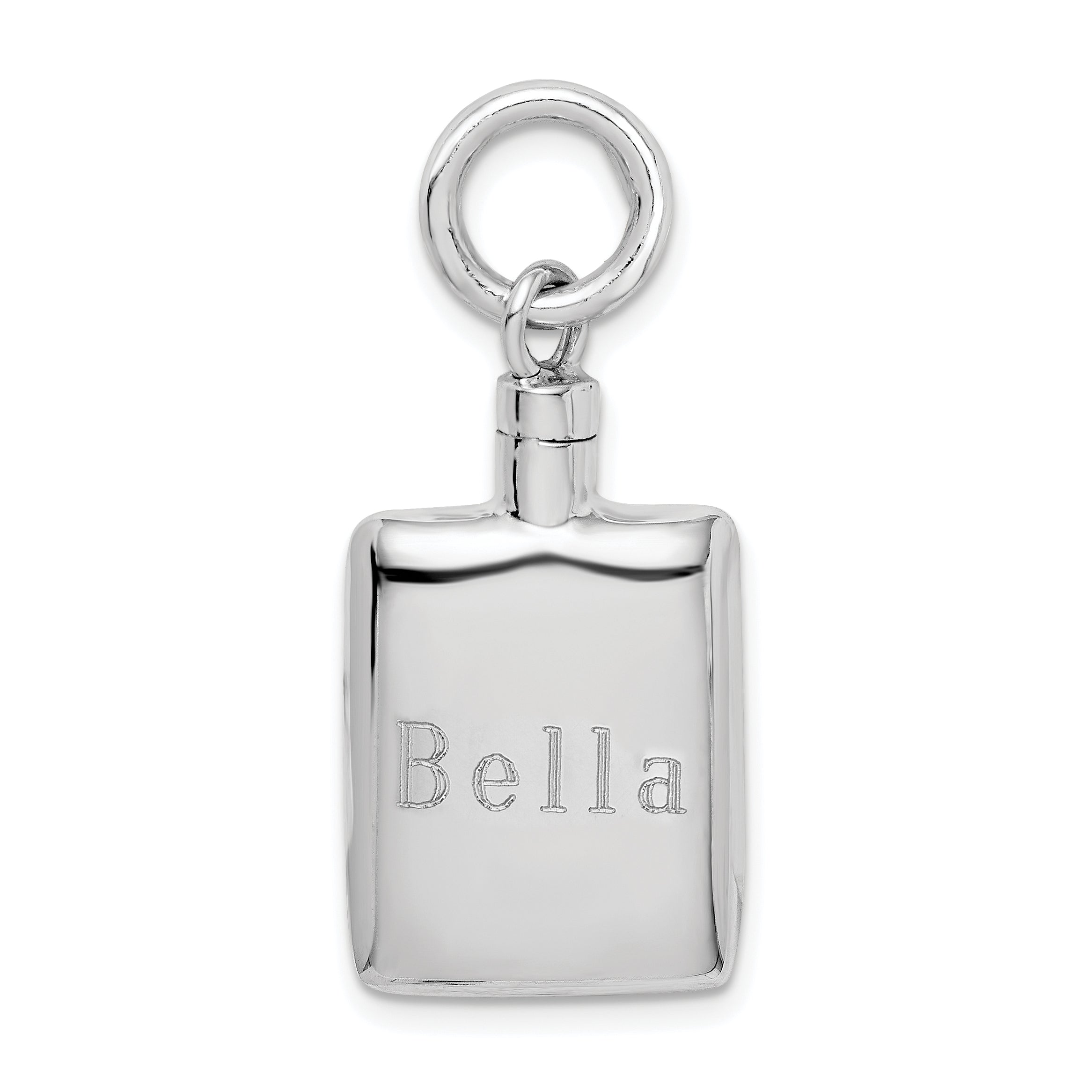 Sterling Silver Rhodium-Plated Polished Rectangular Ash Holder Pendant