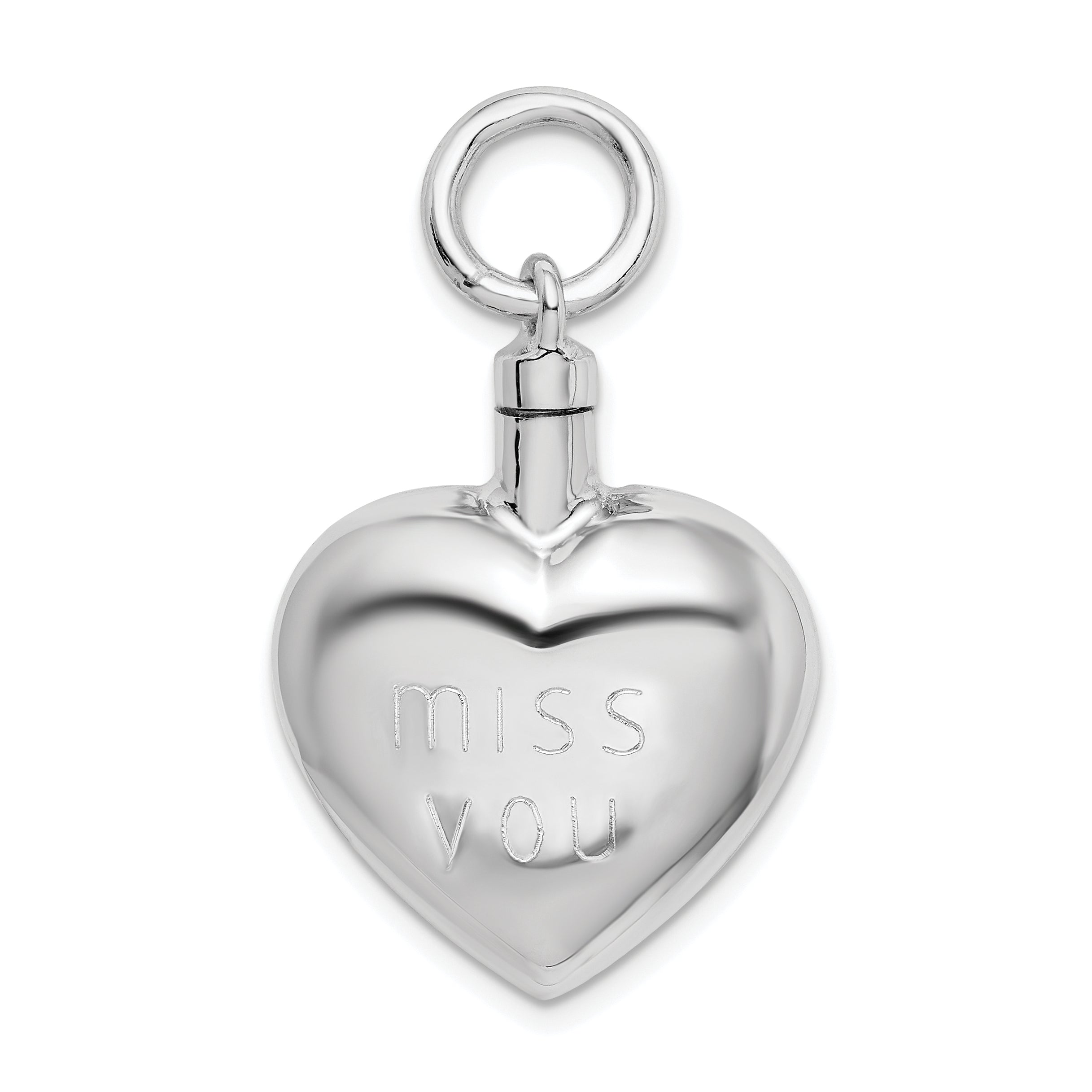 Sterling Silver Rhodium-Plated Polished Heart Ash Holder Pendant