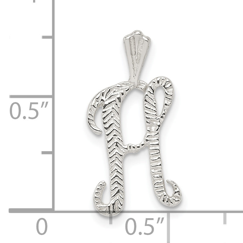 Sterling Silver Polished & Textured Letter H Initial Chain Slide