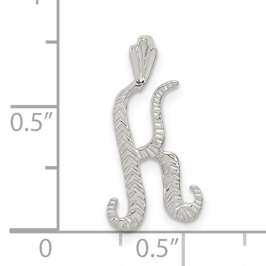 Sterling Silver Polished & Textured Letter K Initial Chain Slide
