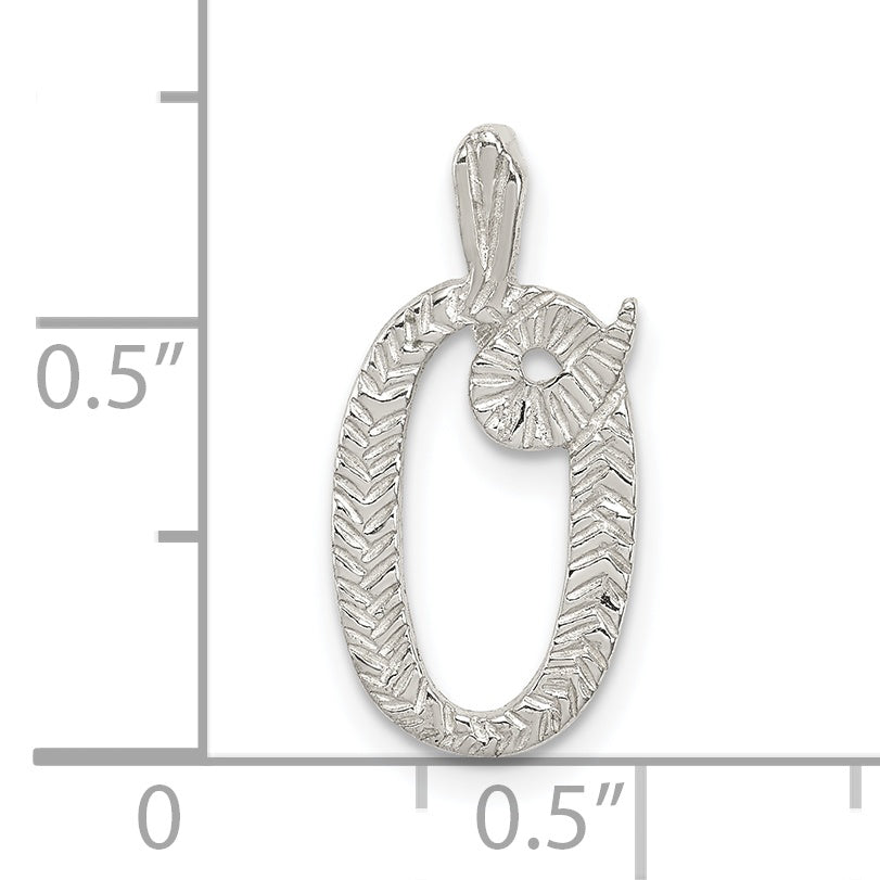 Sterling Silver Polished & Textured Letter O Initial Chain Slide