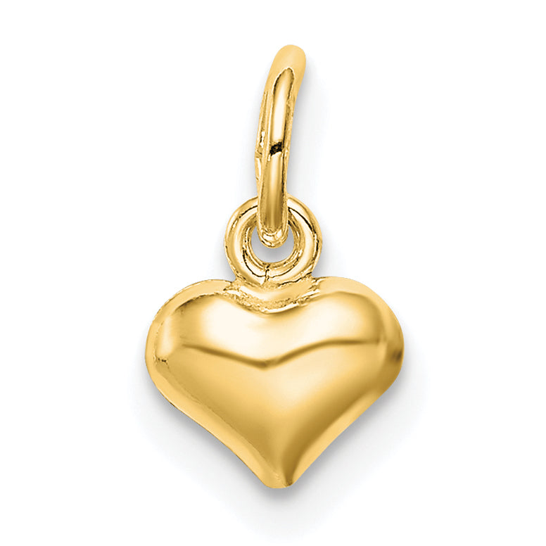 Ss/Gold Plated Sterling Silver Gold-Tone Polished Puff Heart Charm