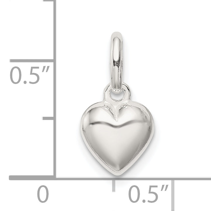 Sterling Silver Polished Puff Heart Charm
