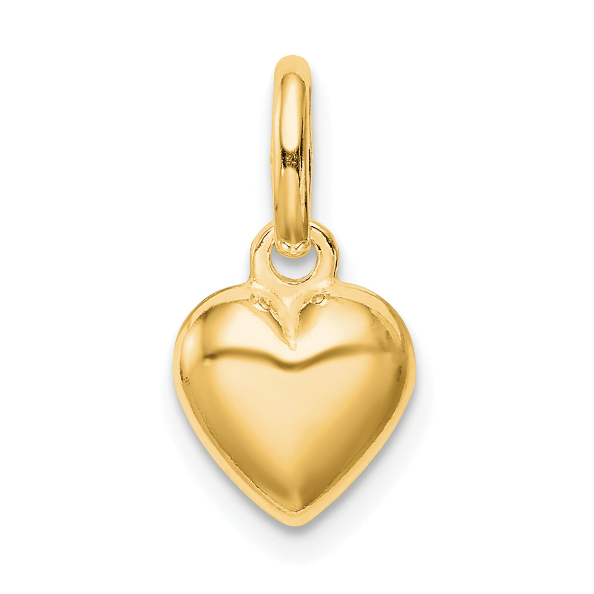 Ss/Gold Plated Sterling Silver Gold-Tone Polished Puff Heart Charm