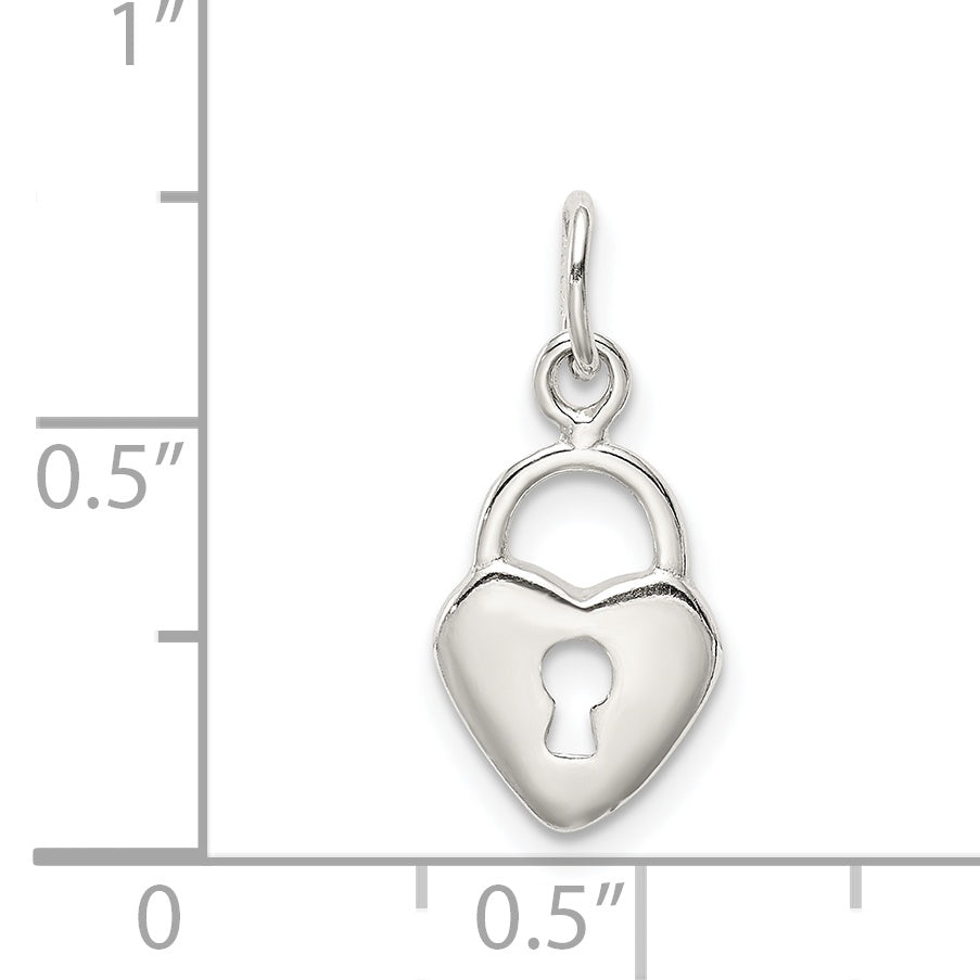 Sterling Silver Polished Heart Lock Charm