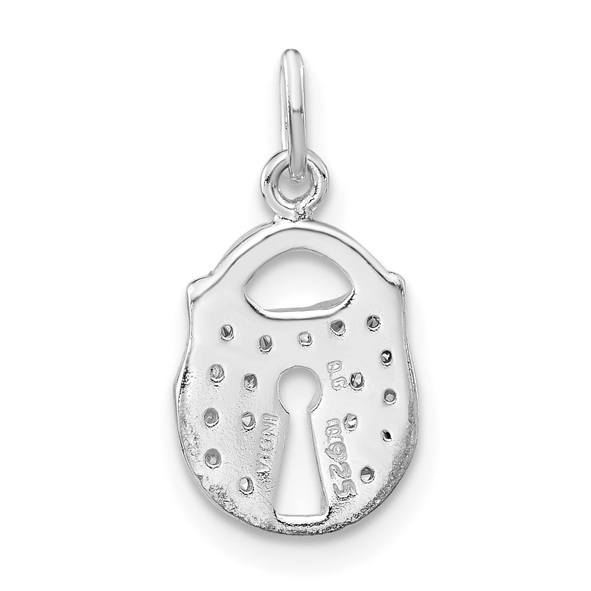 Sterling Silver Polished Cz Key Lock Charm