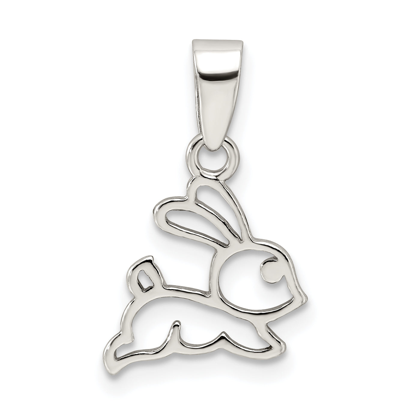 Sterling Silver Rhodium-Plated Polished Bunny Pendant