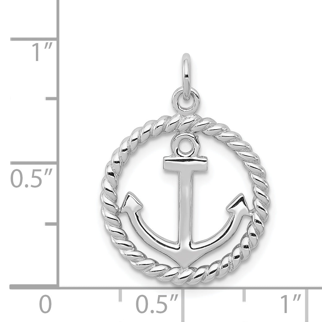 Sterling Silver Rhodium-Plated Anchor Pendant