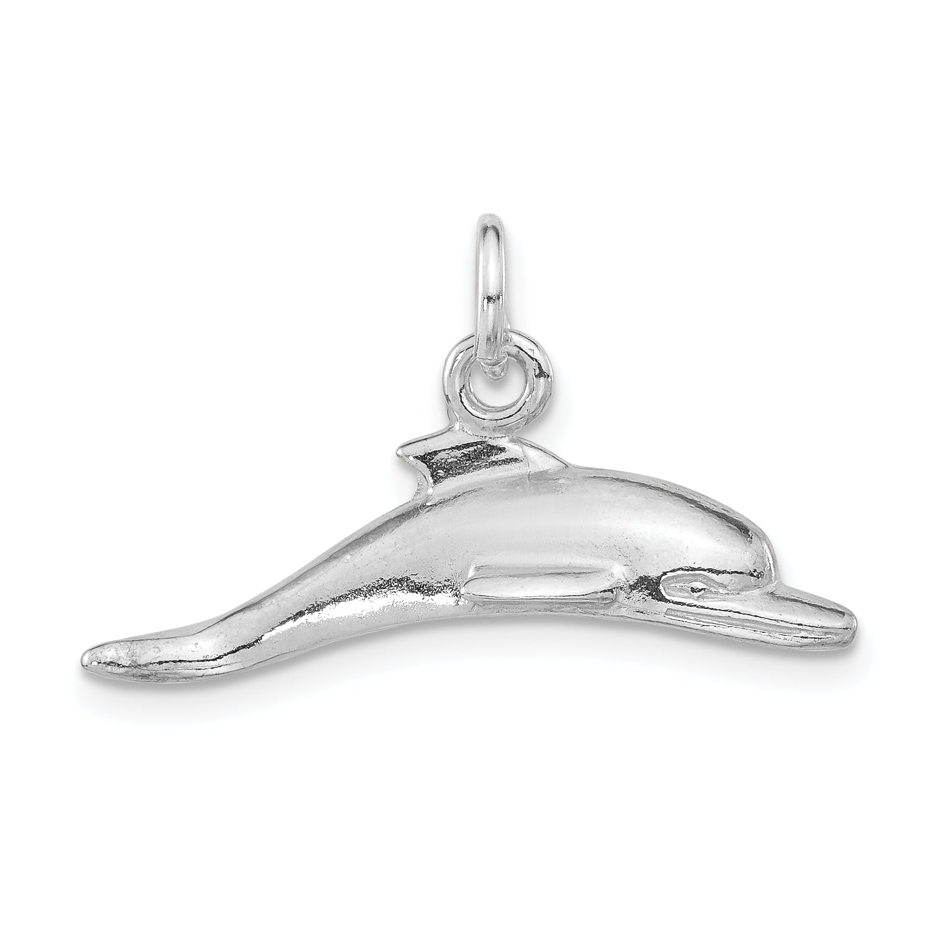 Sterling Silver Polished 3D Dolphin Pendant