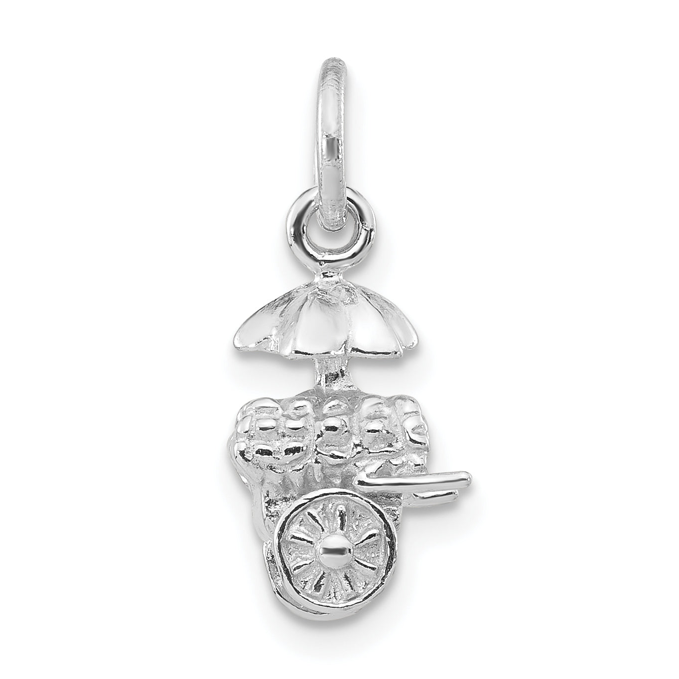 Sterling Silver 3-D Polished Umbrella Cart Pendant