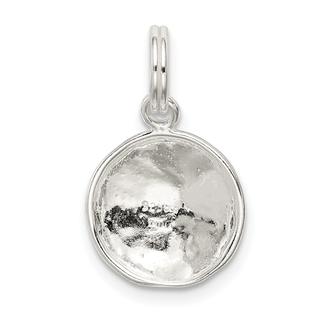 Sterling Silver Polished Enamel Baseball Pendant