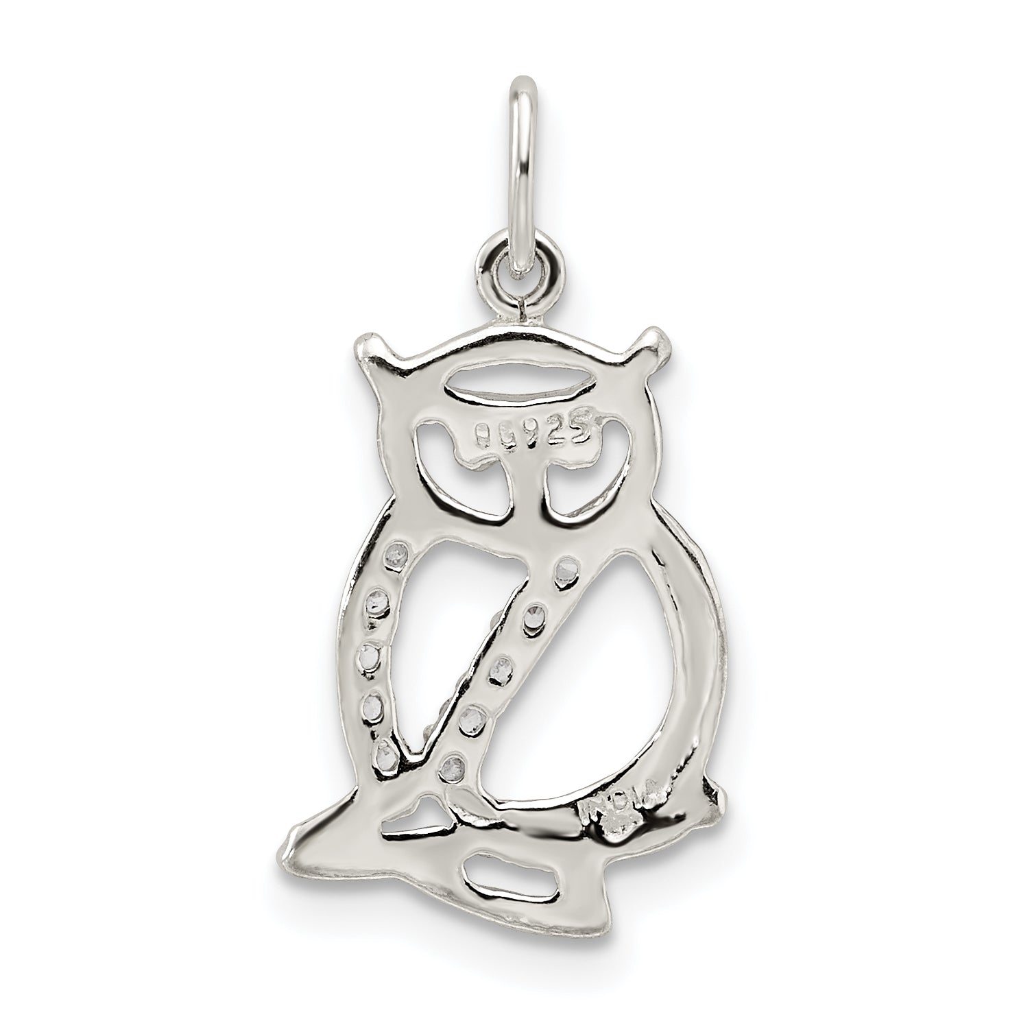 Sterling Silver Siler Polished Cz Owl Pendant