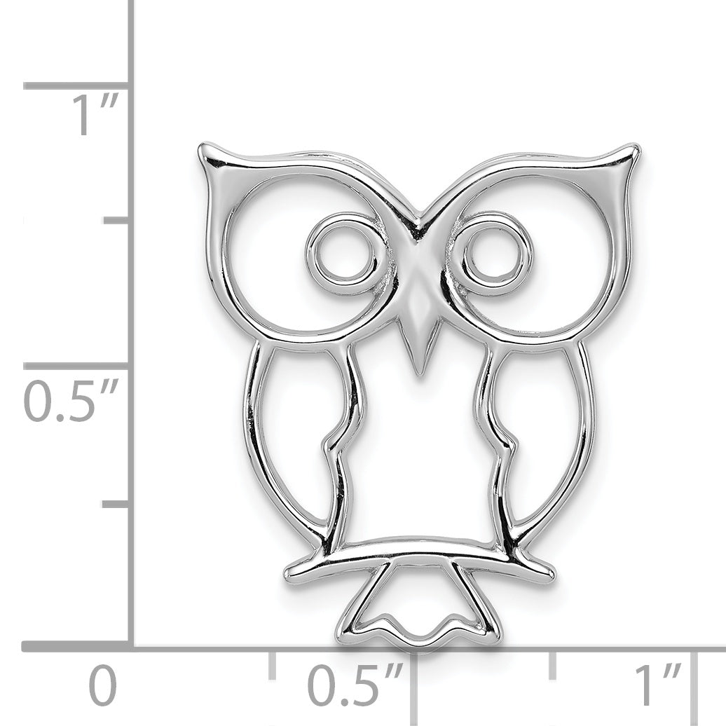 Sterling Silver Rhodium-Plated Owl Chain Slide
