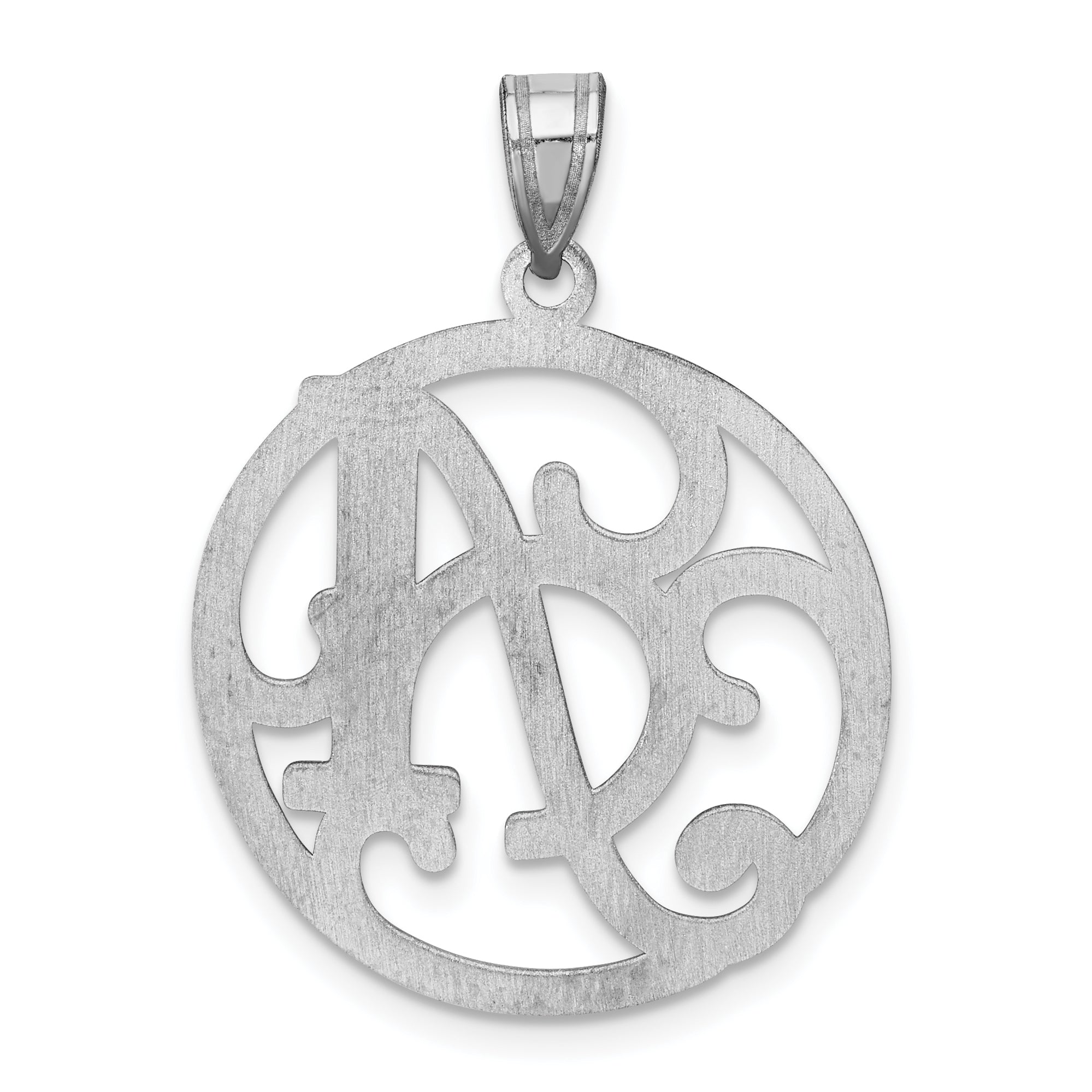 Sterling Silver Rhodium-Plated Fancy Script Letter A Initial Pendant