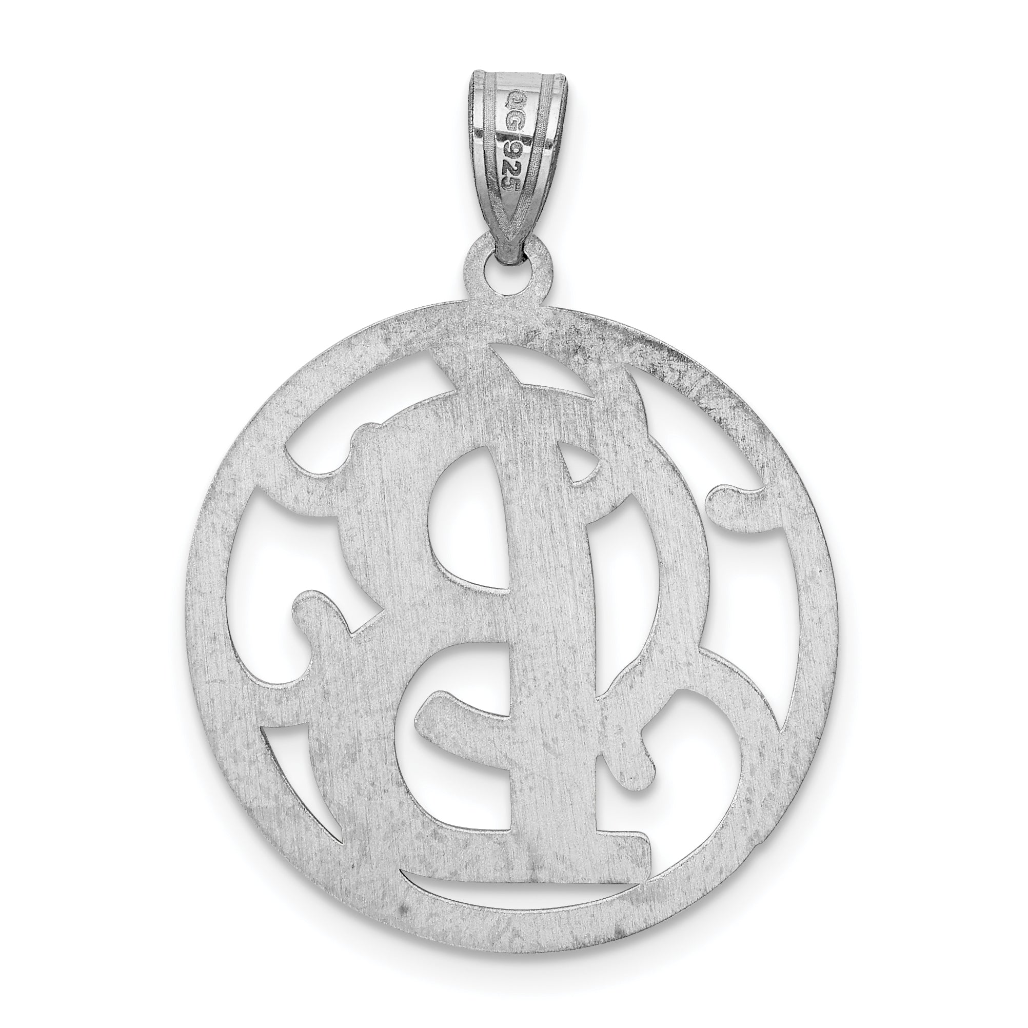 Sterling Silver Rhodium-Plated Fancy Script Letter B Initial Pendant