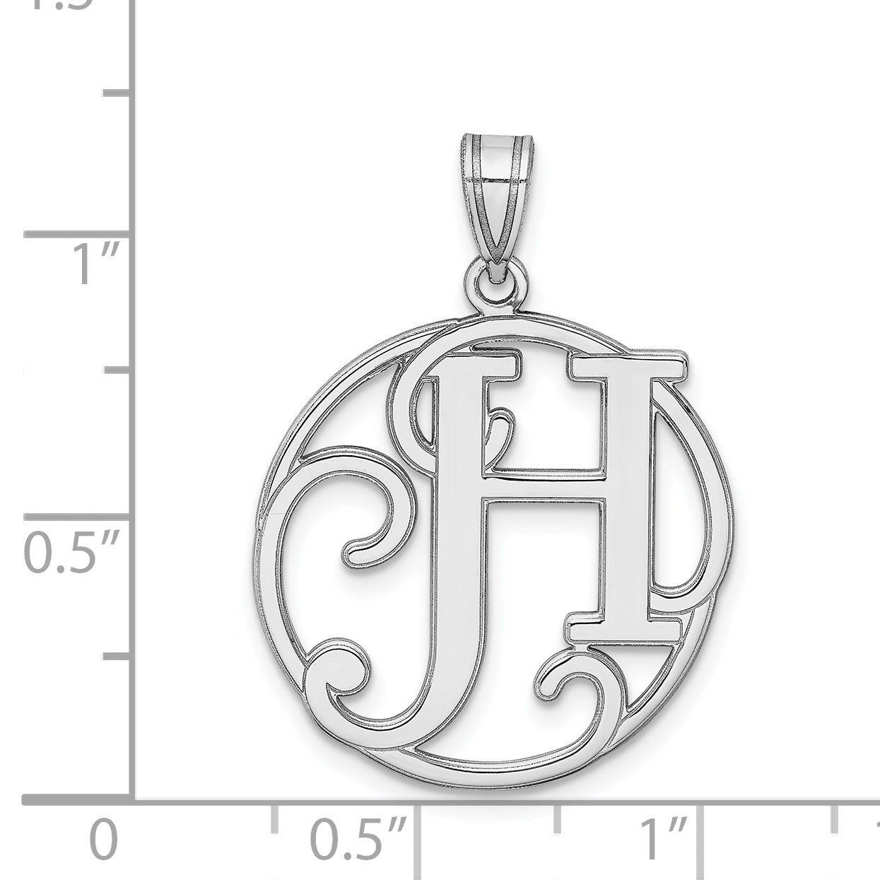 Sterling Silver Rhodium-Plated Fancy Script Letter H Initial Pendant
