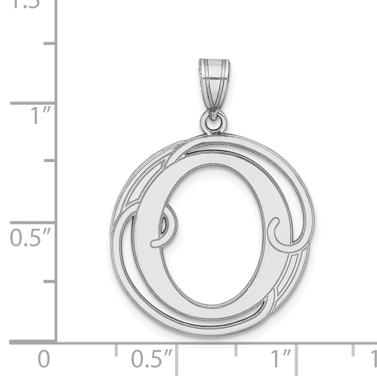 Sterling Silver Rhodium-Plated Fancy Script Letter O Initial Pendant