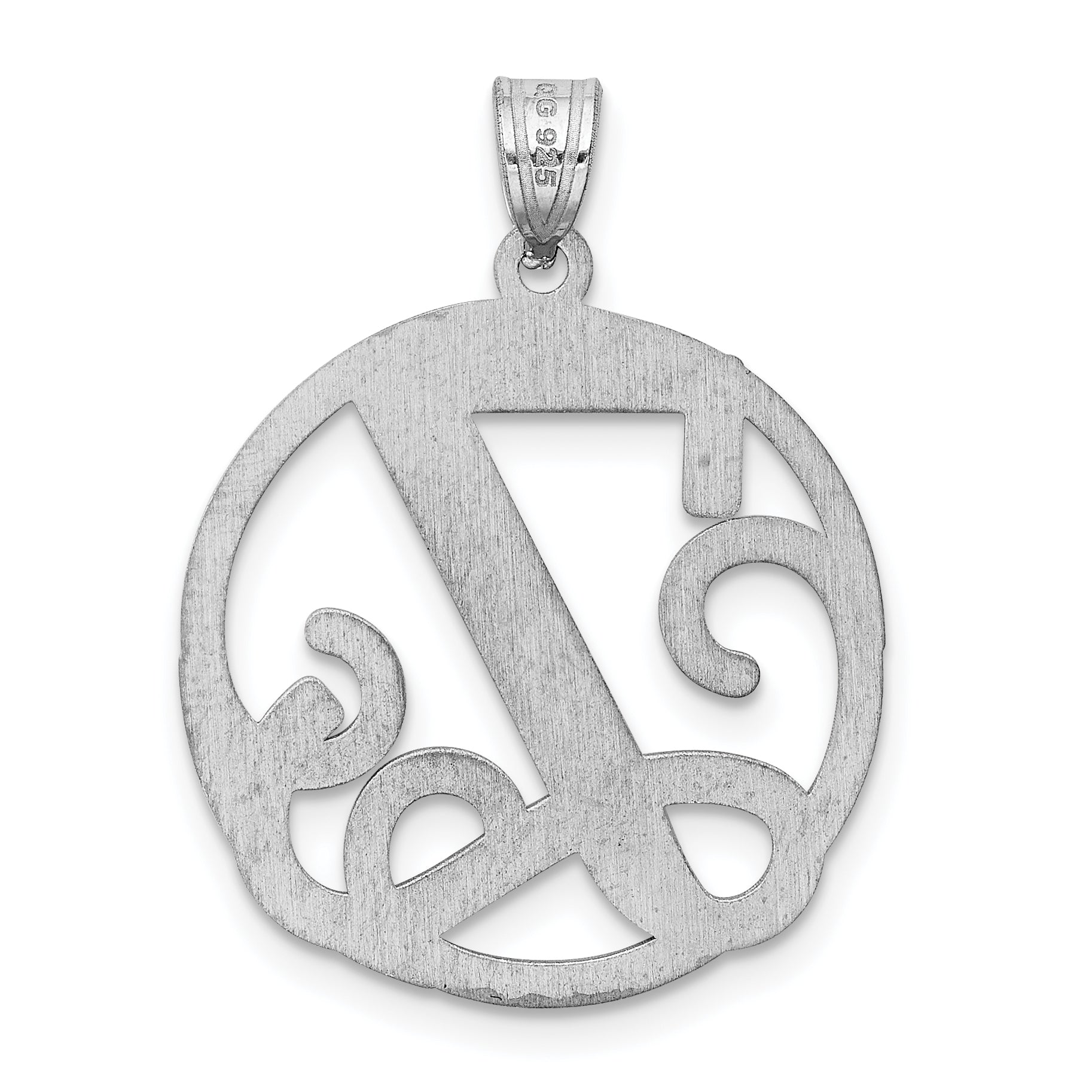 Sterling Silver Rhodium-Plated Fancy Script Letter Y Initial Pendant