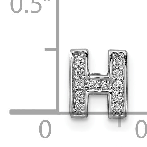 Sterling Silver Rhodium-Plated Cz Letter H Initial Slide Charm