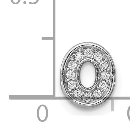 Sterling Silver Rhodium-Plated Cz Letter O Initial Slide Charm
