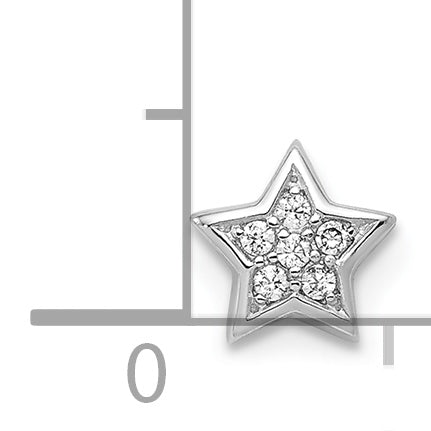 Sterling Silver Notes Rhodium Plated Cz Star Slide Charm