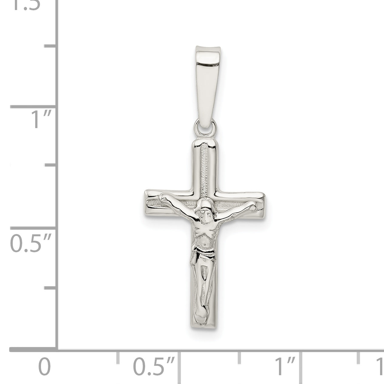 Sterling Silver Polished & Textured Crucifix Pendant