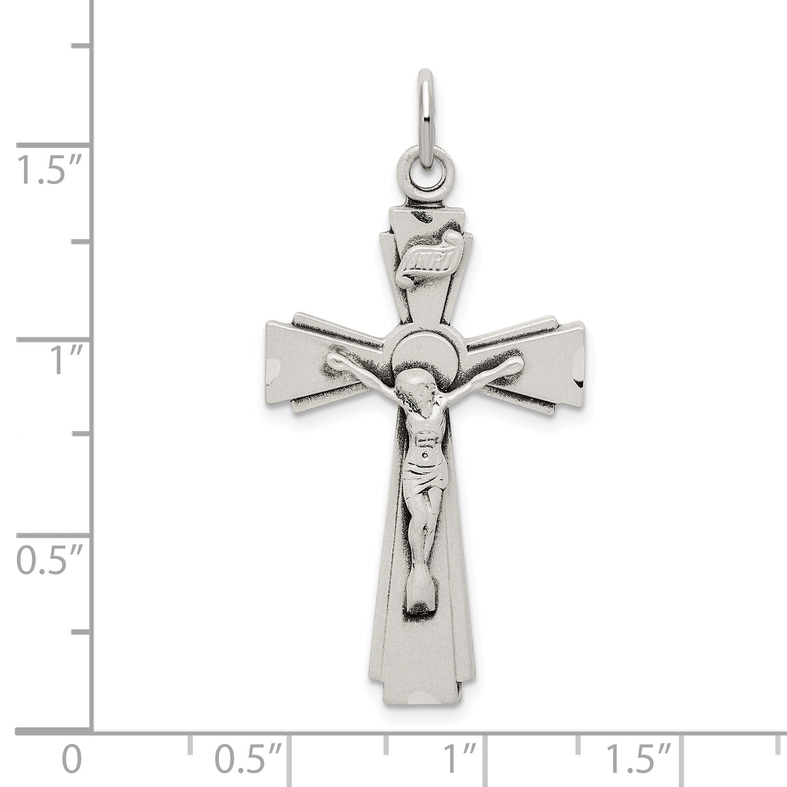 Sterling Silver Satin And D/C Inri Crucifix Pendant