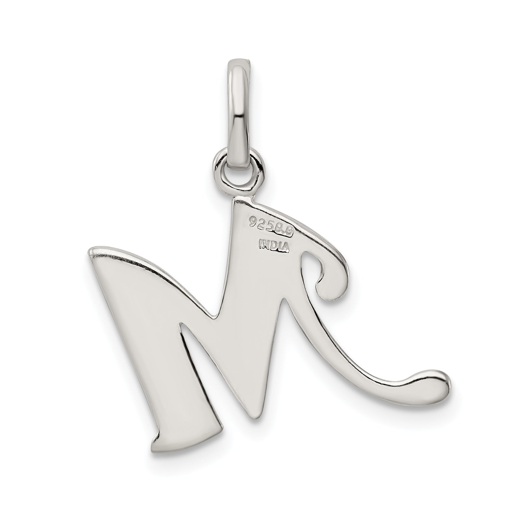 Sterling Silver Polished Glitter Enamel Letter M Initial Charm