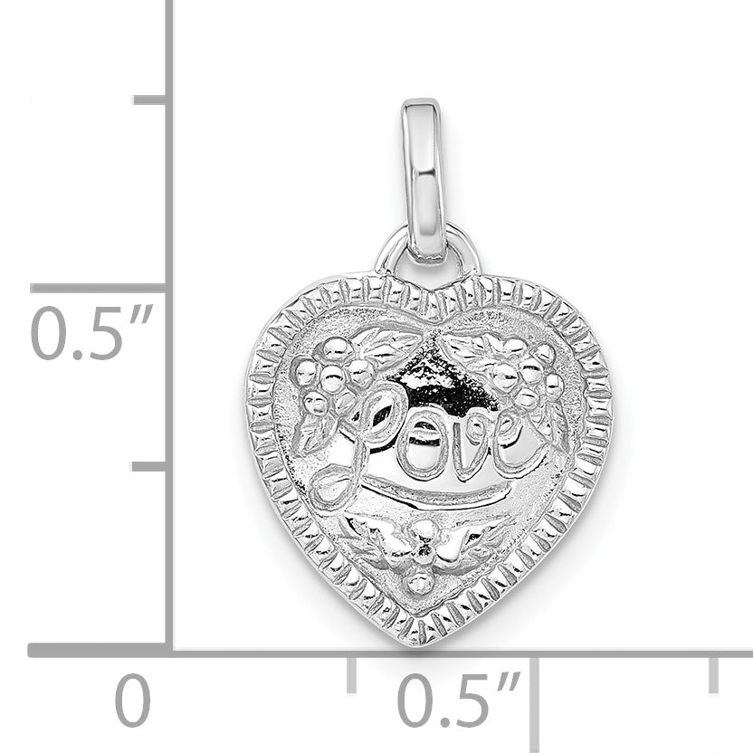 Sterling Silver Rhodium-Plated Polished Love Heart Pendant