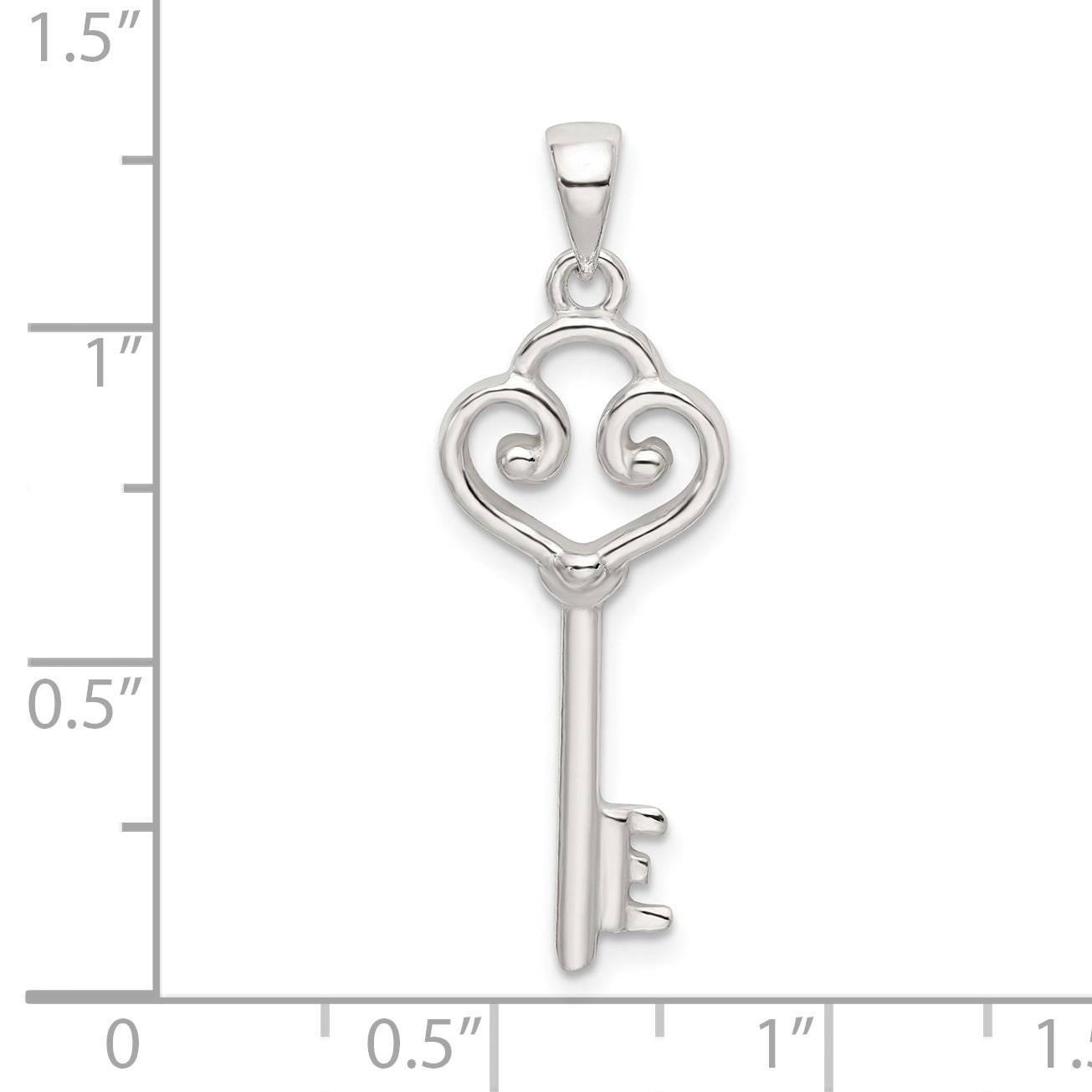 Sterling Silver Polished Heart Key Pendant