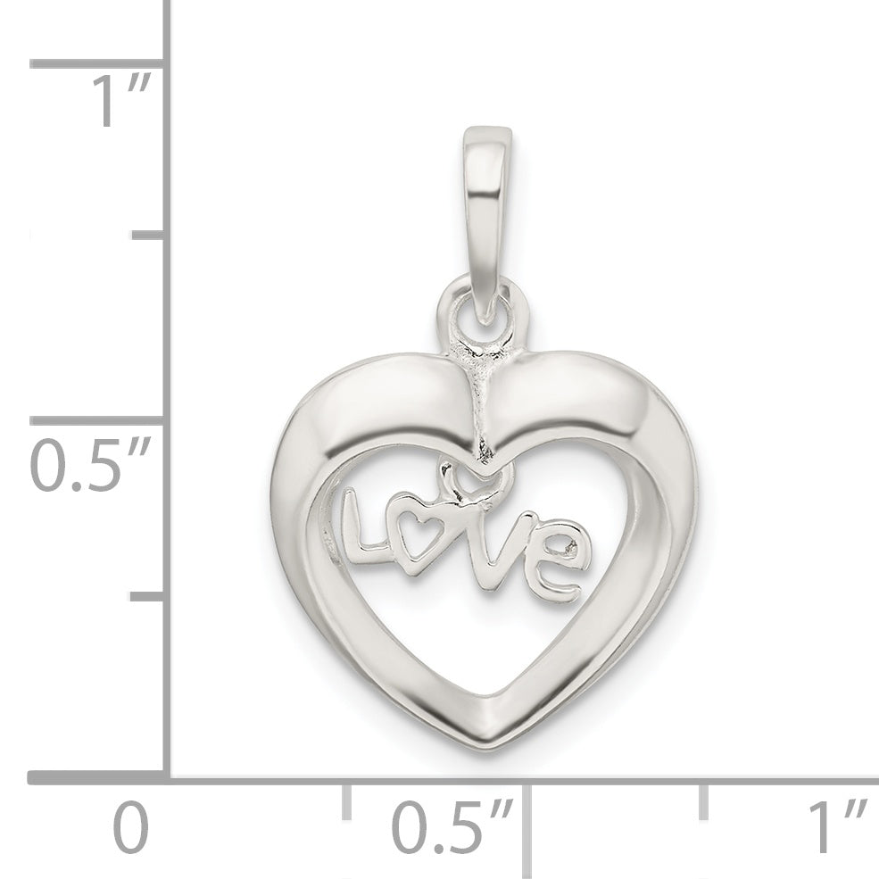 Sterling Silver Polished Love Heart Pendant