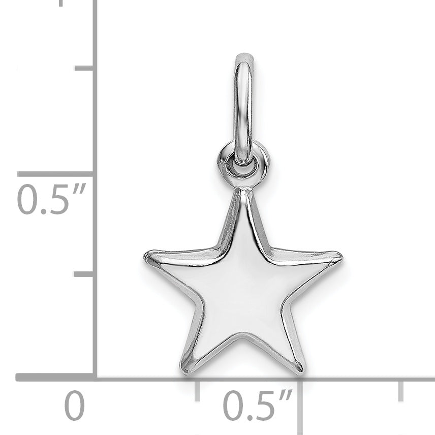 Sterling Silver Rhodium Plated Polished Star Charm