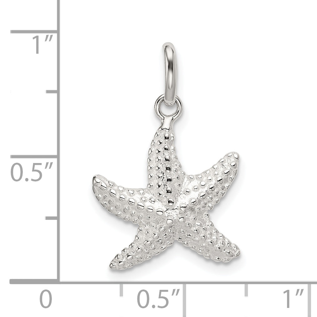 Sterling Silver Polished And Textured Starfish Charm