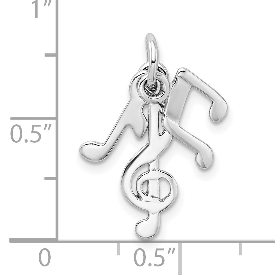 Sterling Silver Rhod-Plated Polished Music Notes Charm