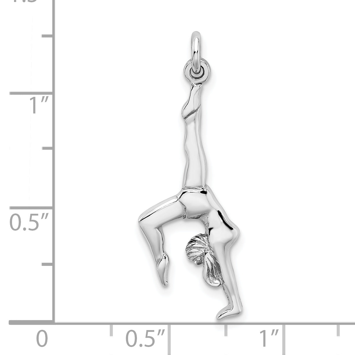 Sterling Silver Rhodium-Plated Polished Gymnast Pendant