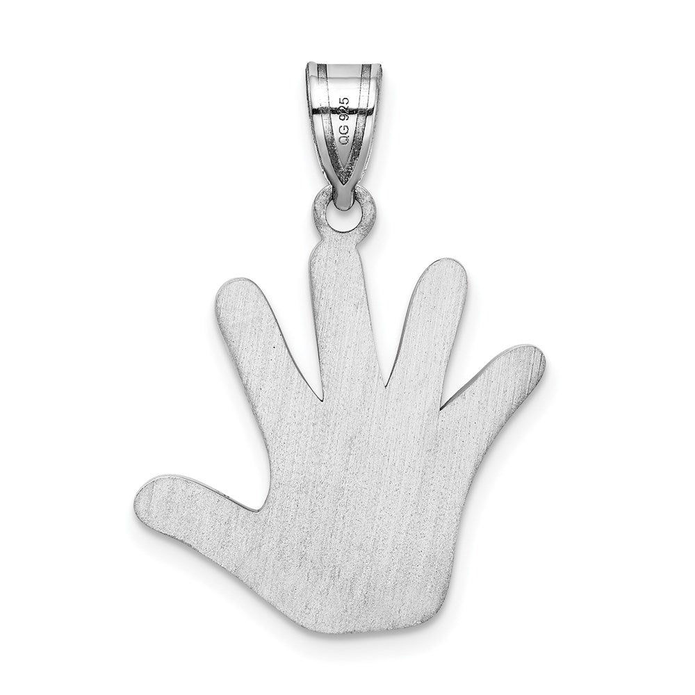 Sterling Silver Rhod-Plate Enamel Autism Handprint Pendant