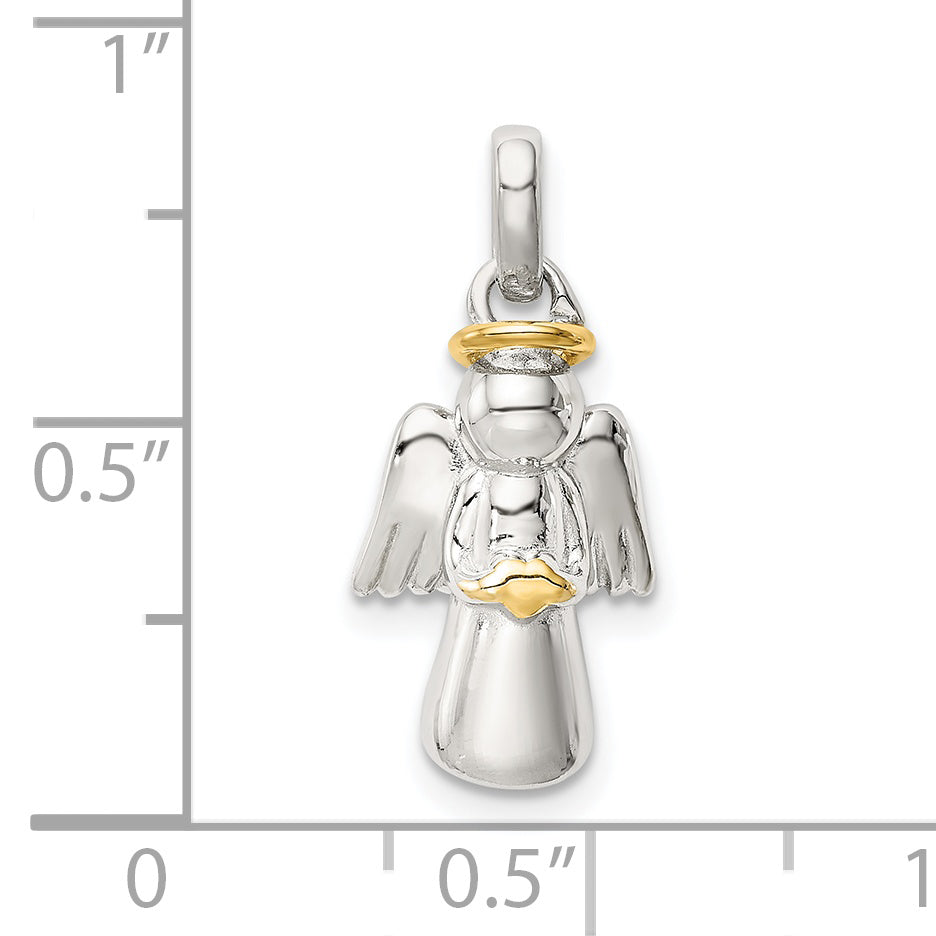 Sterling Silver Gold-Plated Polished Angel Pendant