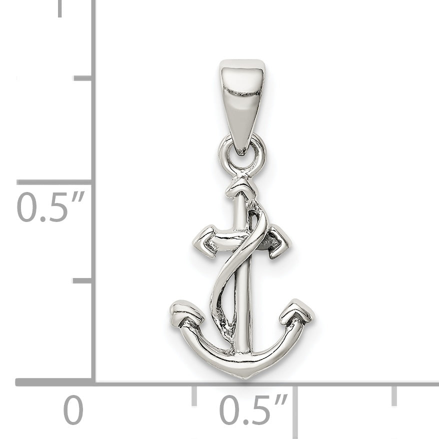 Sterling Silver Polished Anchor Pendant