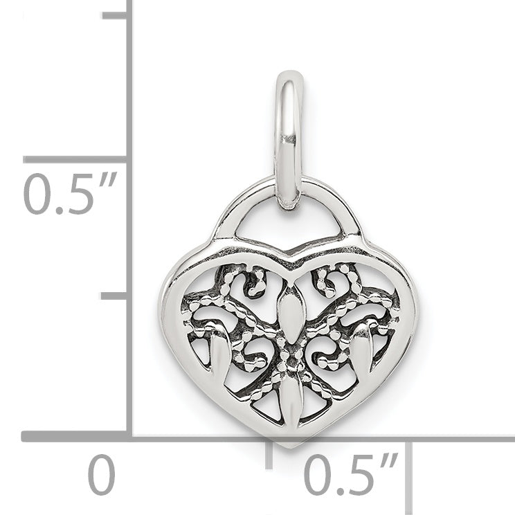 Sterling Silver Antique Heart Charm