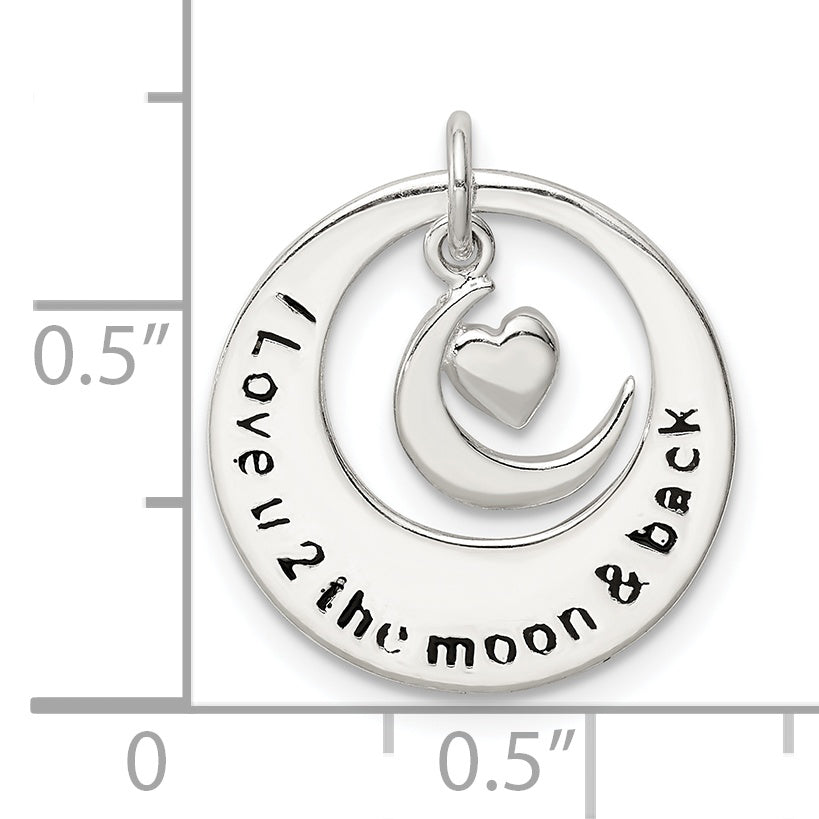 Sterling Silver Enamel I Love You To The Moon And Back Pendant