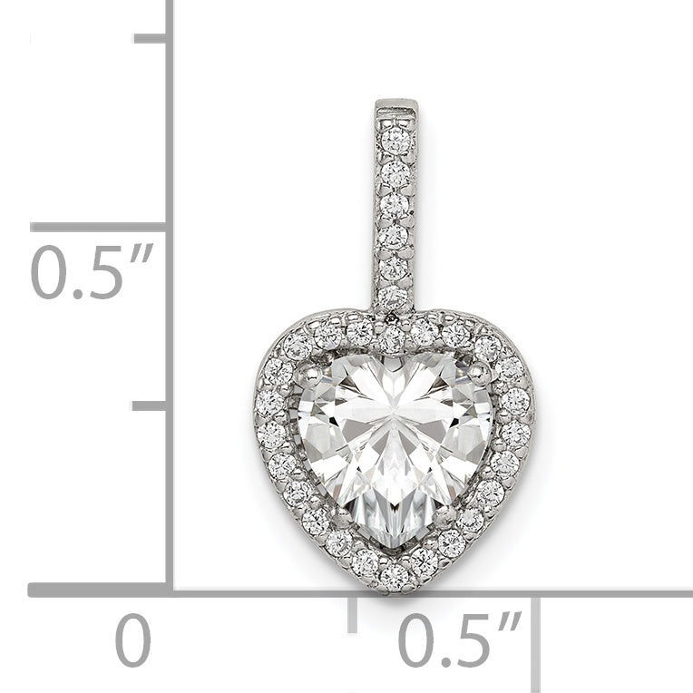 Sterling Silver Cz Heart Chain Slide