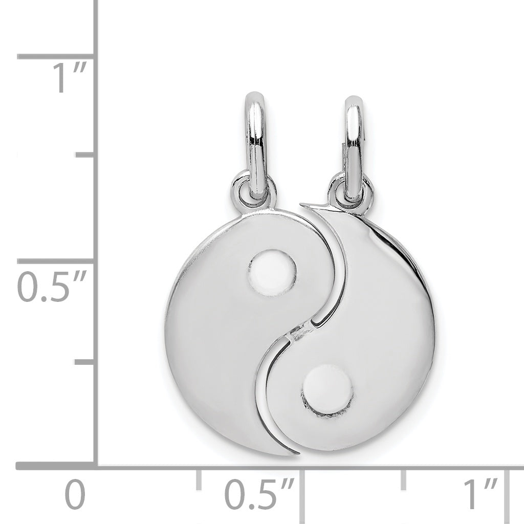 Sterling Silver Rhodium-Plate Brush & Polished Yin Yang Break Apart Pendant