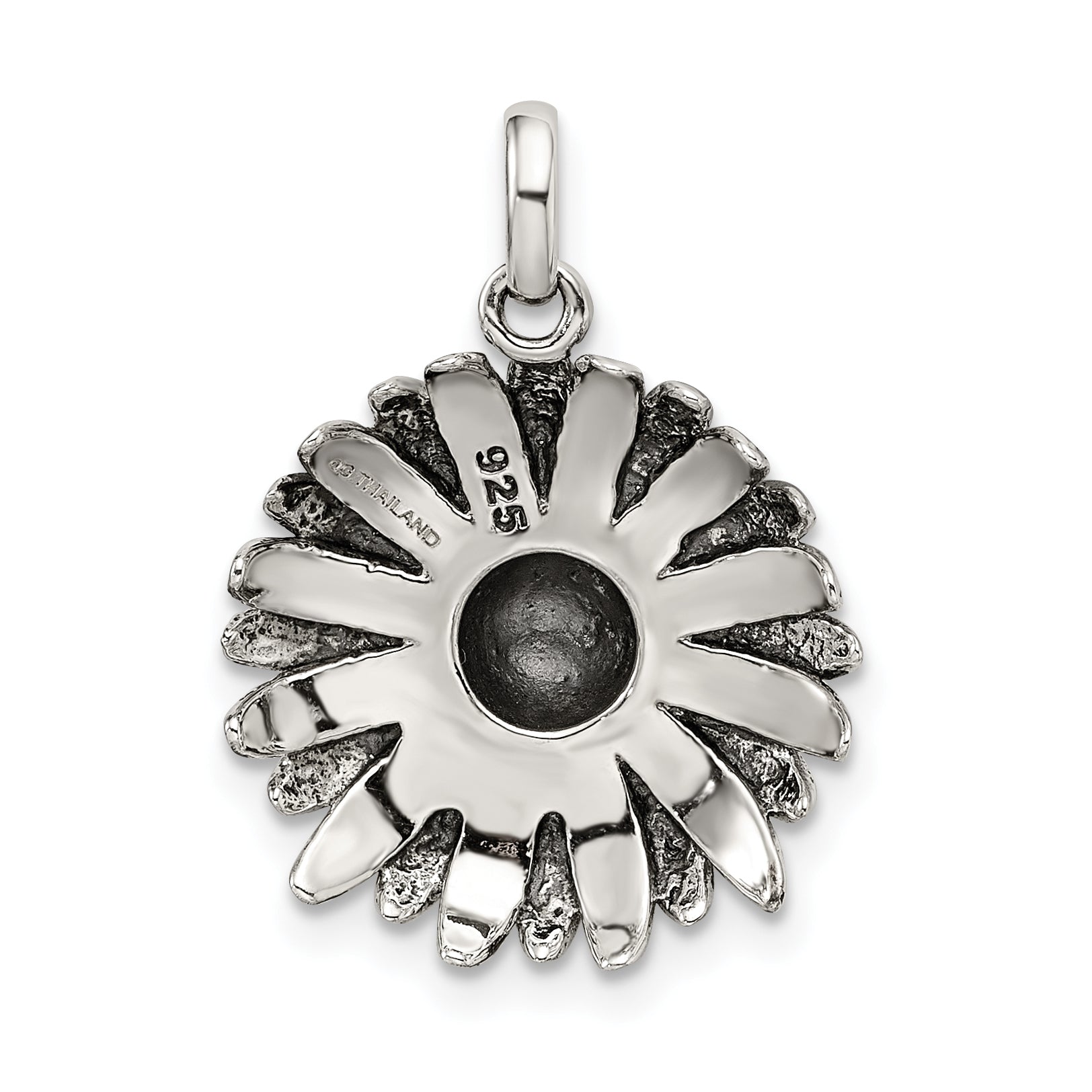 Sterling Silver Antiqued Sunflower Pendant